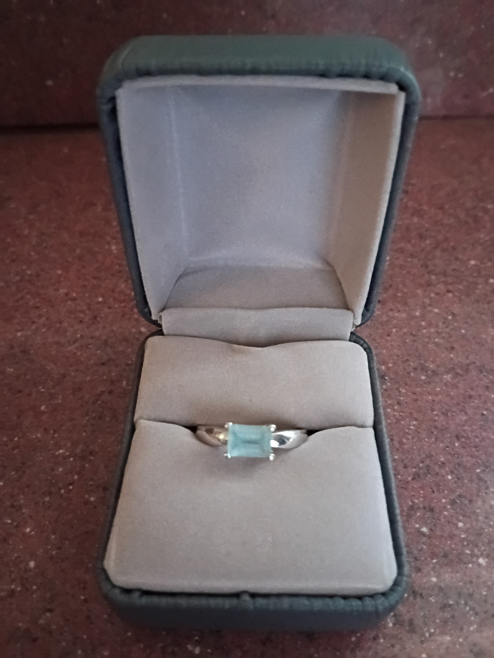 Genuine Aquamarine Faceted Emerald Cut Women's Ring 14K WG 3gm sz 7 EXC. Cond!
